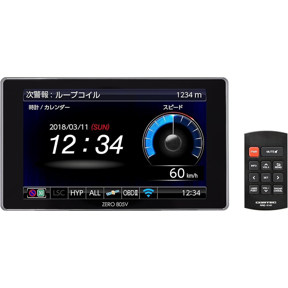 COMTEC GPS LCD Radar Detector ZERO 805V Free Data Update Compatible with Mobile Orbis/Zone 30 OBD2 Connection Drive Recorder Cooperation COMTEC ZERO805V