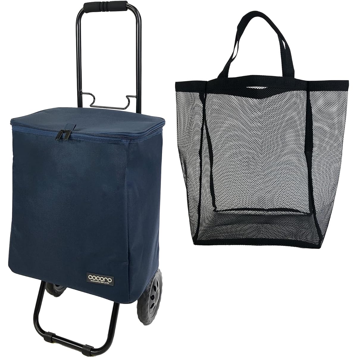 Rep Shopping Cart Folding (with sub bag) Can be hung on the cart Cool/Heat Insulating Lightweight Shopping Cart Gift for the Elderly COCORO Navy 6850NV
