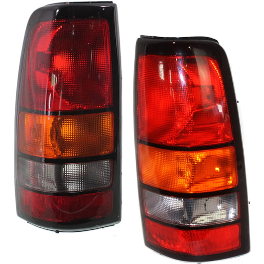 Taill Light Lens and Housing Compatible Model: 2004-2006 GMC Sierra 1500/1500 HD / 2500 HD Halogen Amber Clear & Red Lens 2 Set of passenger seat and driver's seat side