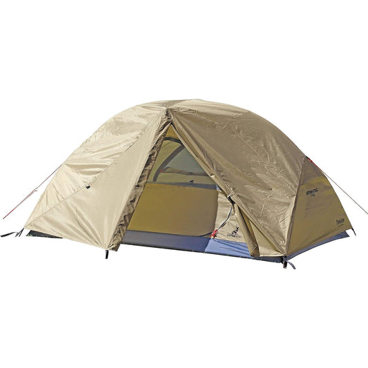 CAPTAIN STAG Tent Touring Dome Tent Aluminum Tent for 2 People UV Protection Aluminum Pole Adopts Khaki Fly 210 x 255 x H 115 cm Inner 210 x 135 x H 105 cm