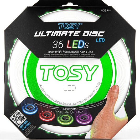 Flying Disc TOSY Ultimate Glowing Frisbee 175g 27cm Sports Disc (Green x White)