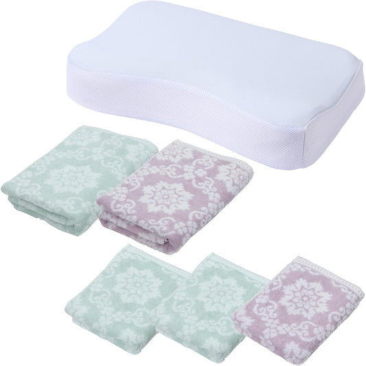 nishikawa [Nishikawa] Pillow & Towel Set (Memory Foam Pillow & Bath Towel (2 pieces) & Face Towel (3 pieces))