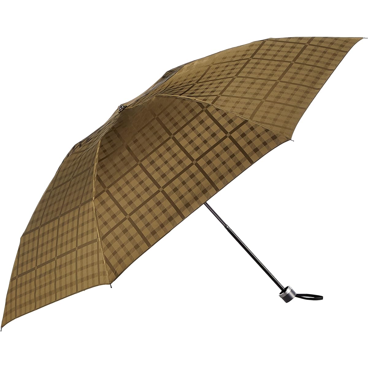 [Dachs] MOONBAT Polyester Post-dyed Jacquard Check Folding Umbrella Umbrella Windproof Gentleman Men's 21-125-10728-05-55-60 Khaki Main Rib Length: Approx. 60cm