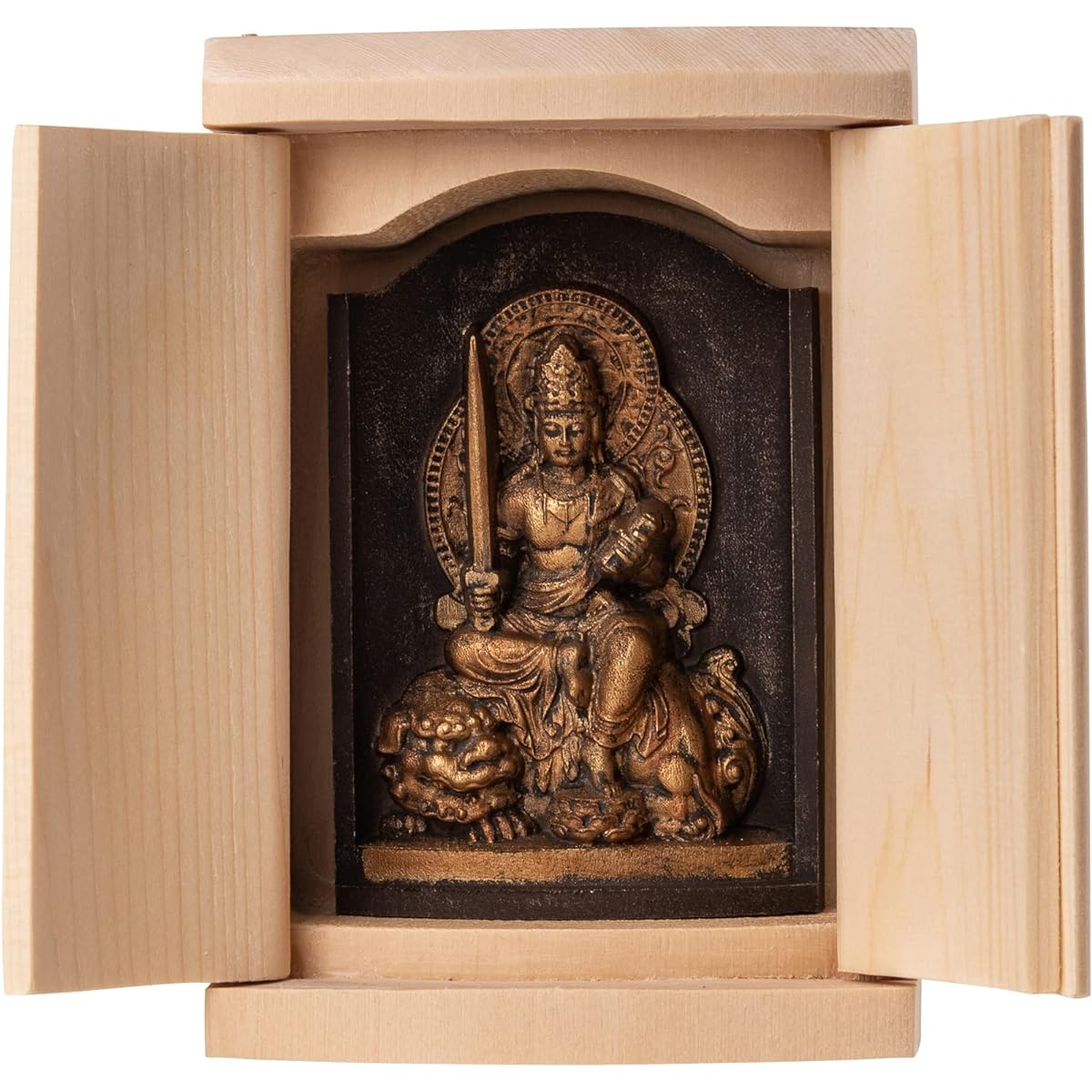 Zeku Manjushri Bodhisattva Buddha statue with Zushi (golden antique finish) Jyōkazan Jujyoin prayer _ Born in the Year of the Rabbit Twelve Zodiac Amulet Principal Image Zodiac (T00254-C