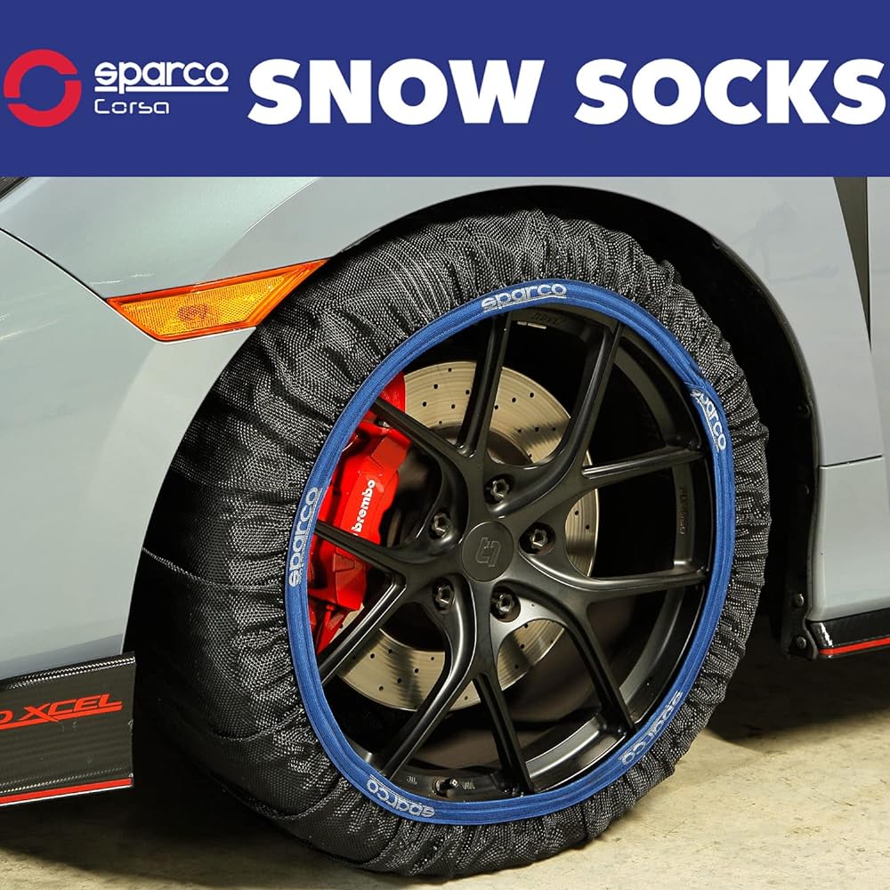 Made in Spain sparco Snow Socks High Performance Black Snow Chain Cloth Tire Chain XXL Size Tire Size: (235/50R20) *Compatible with new chain regulations