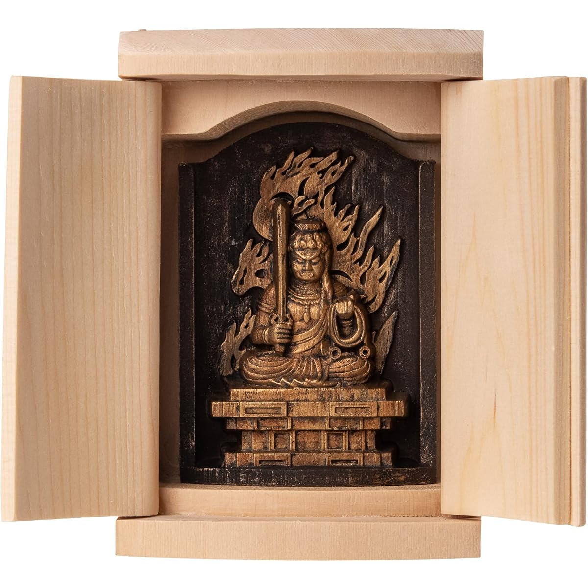 Zeku Fudo Myo-o Buddha statue with Zushi (golden antique finish) Teikakuzan Jujuin prayer _ Born in the year of the Rooster Twelve Zodiac Amulet Principal Image Zodiac (T00254-G