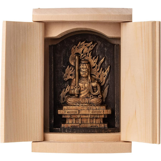 Zeku Fudo Myo-o Buddha statue with Zushi (golden antique finish) Teikakuzan Jujuin prayer _ Born in the year of the Rooster Twelve Zodiac Amulet Principal Image Zodiac (T00254-G