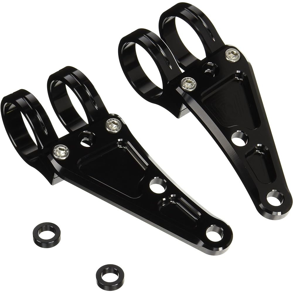 POSH Motorcycle Supplies Machined Long Headlight Stay 3 Circle Clamp Type Fork Diameter 39mm Black 031048-36