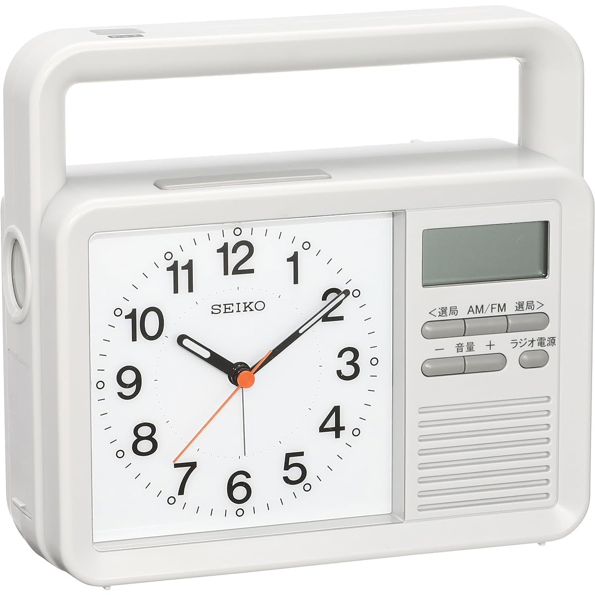 Seiko Clock Seiko Clock Alarm Clock Disaster Prevention Clock Analog Hand Crank Charging Radio LED Flashlight Emergency Buzzer Mobile Phone Charging Light Gray KR885N SEIKO