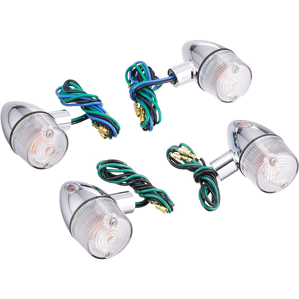 POSH Motorcycle Supplies Turn Signal Classic Bullet Type Car Model Specific Set GSX1400/Inazuma 1200/400/GSX400 Impulse ('99~) Plated Body/Clear Lens 080499-53