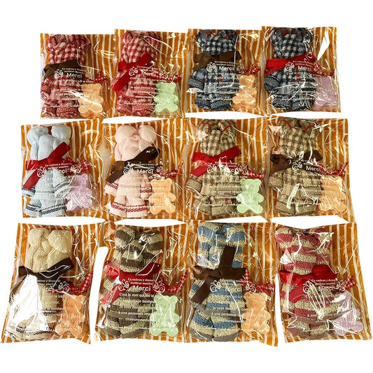Towel Hagiwara Towel Handkerchief Bear + Bath Salts (Bear) Set of 12 Colors and Patterns Included in Wrapping Bag Bear 12P
