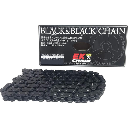 EK QX Ring Seal Chain 520SR-X2 Black & Black 112L [Caulking Joint] -
