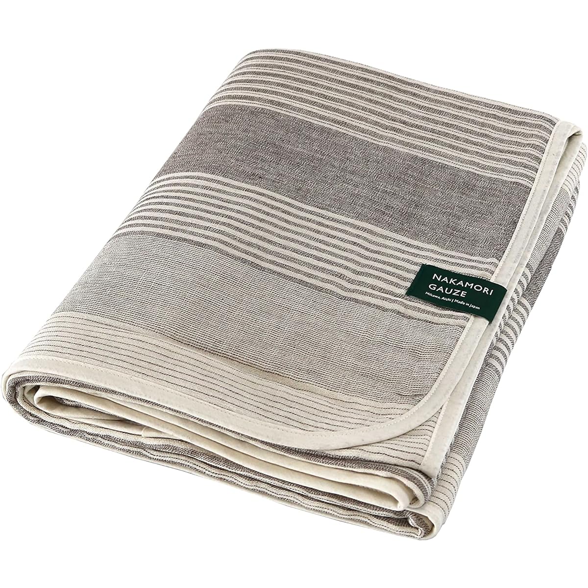 Nakamori Gauze 6-layer Gauze Half Blanket Multi-border 140×100cm (Heather Brown)