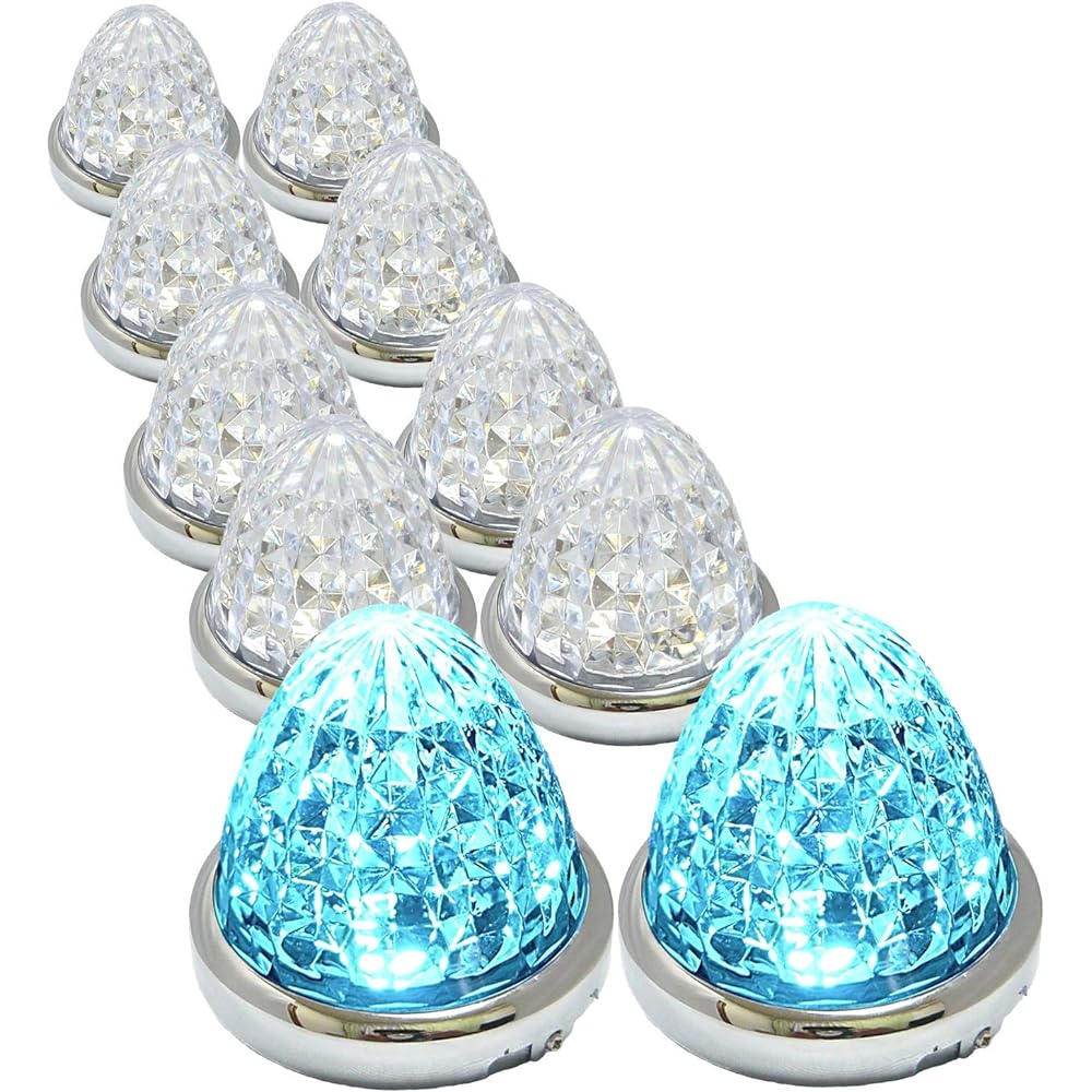 Customize 24V Truck LED Marker Lamp Side Marker 8-sided Crystal Cut Specification 16LED General Purpose Set of 10 Blue/Yellow/Red/White/Green Various Colors (Yellow Custom Color)