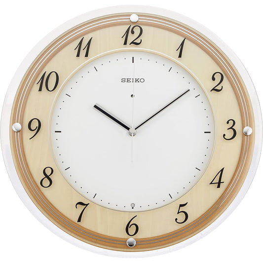 Seiko Clock Wall Clock Natural Radio Analog Wood Frame Natural Color Wood KX321A