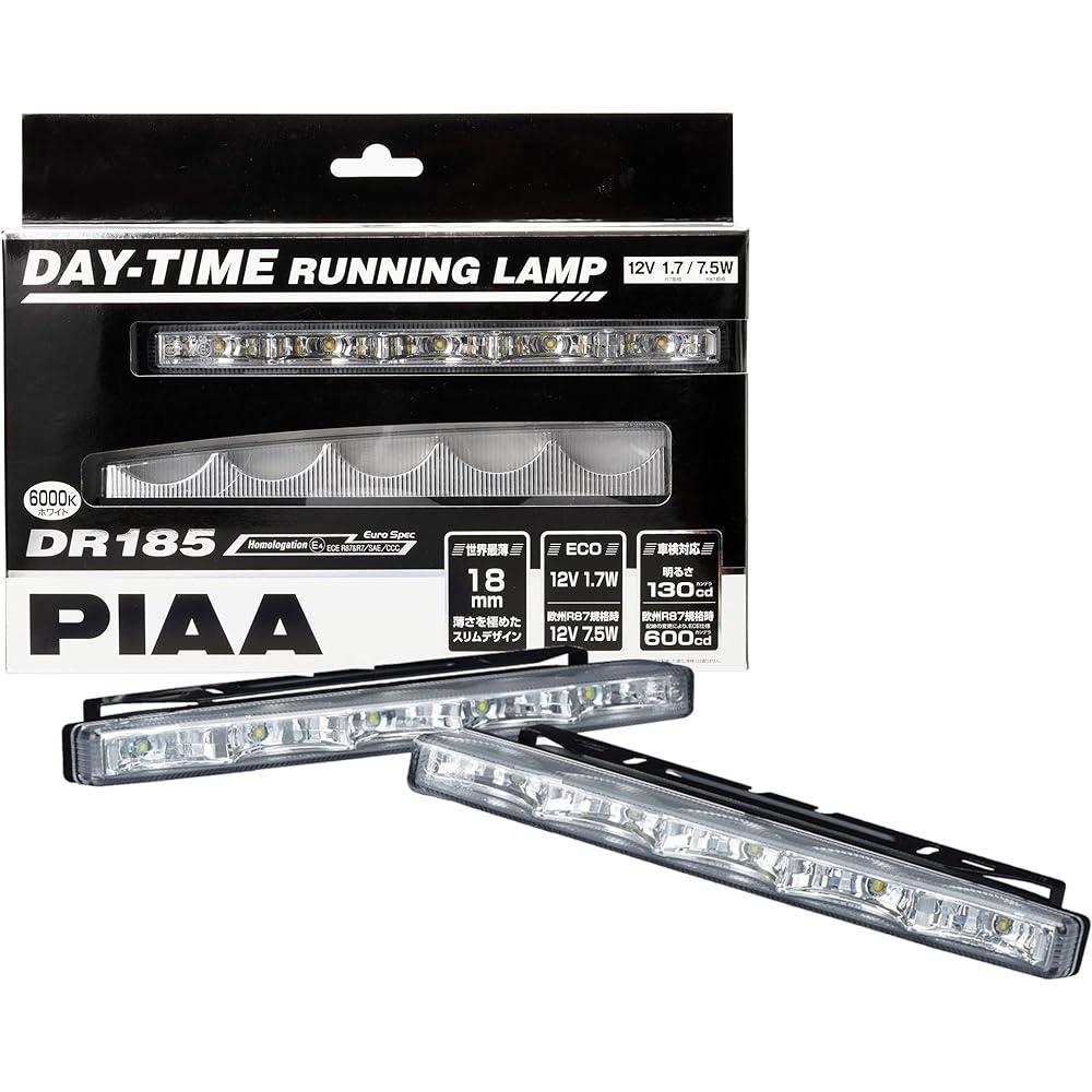 PIAA Daytime Lamp LED Thin Type 6000K 130cd/600cd DR185 *Vehicle inspection compatible 2 pieces 12V/1.7W Compatible with European R7 and European R87 standards L-232