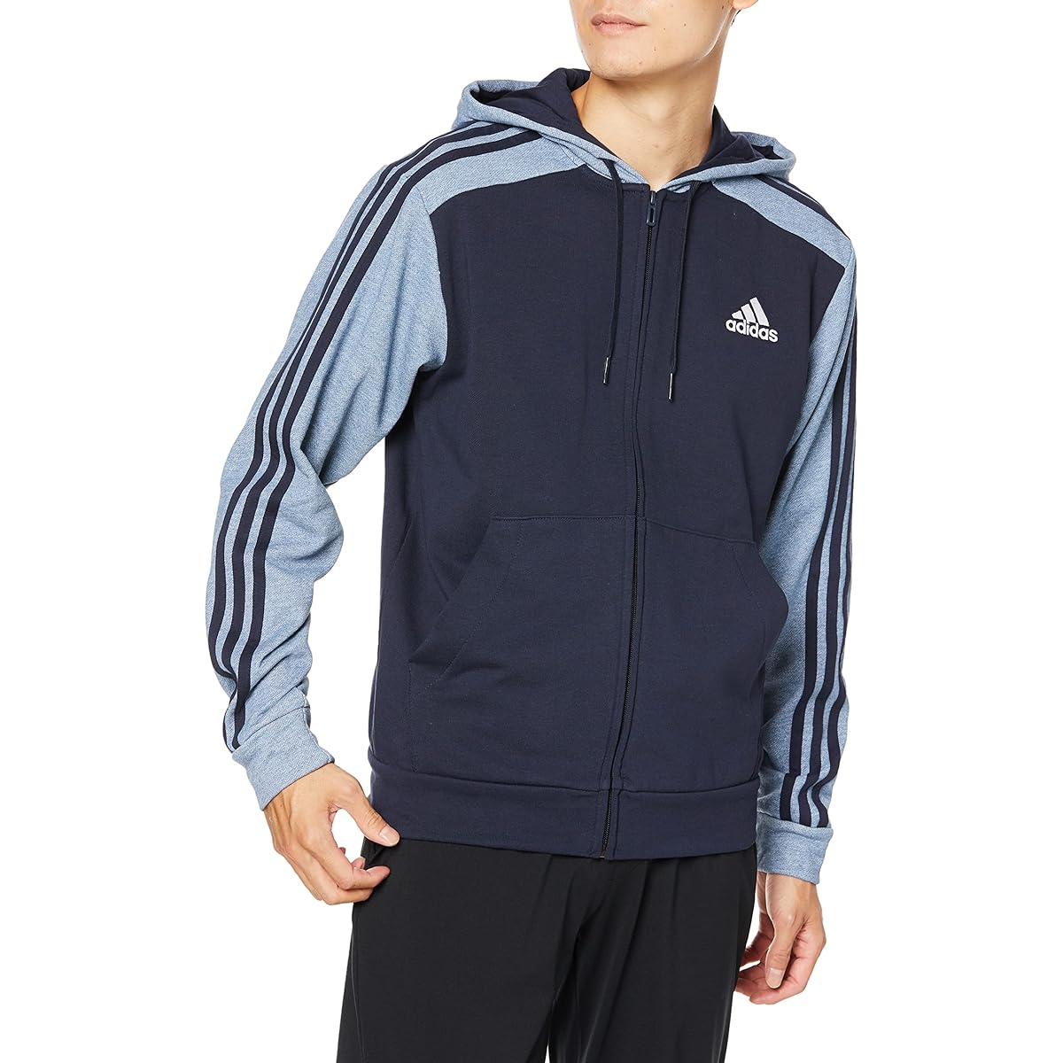 Adidas ZJ806 Men's Sweat Hoodie Essentials Melange French Terry Full Zip Parka