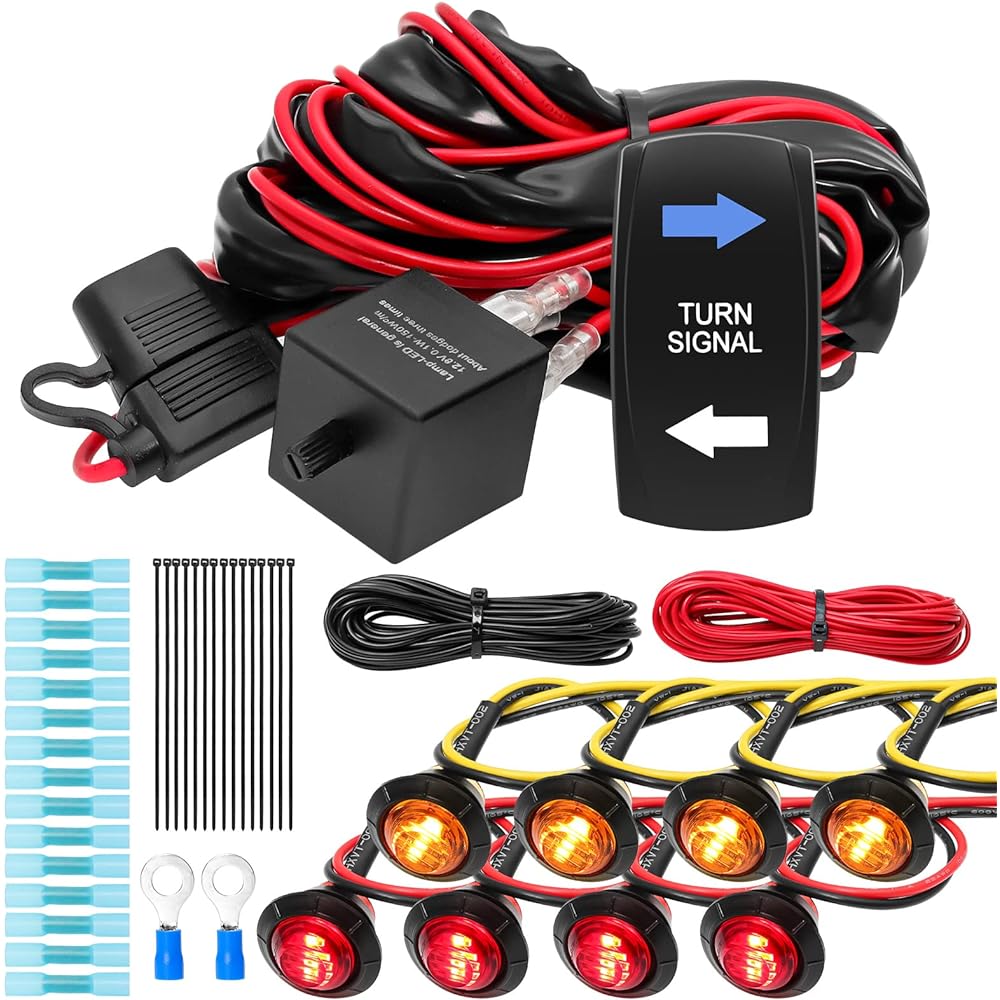 UTV Turn Signal Kit with Turn Signal Rocker Switch ATV Street Legal Kit Compatible with Polaris RZR Ranger Turbo Can-am (Blue Backlight)