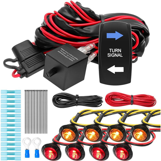 UTV Turn Signal Kit with Turn Signal Rocker Switch ATV Street Legal Kit Compatible with Polaris RZR Ranger Turbo Can-am (Blue Backlight)