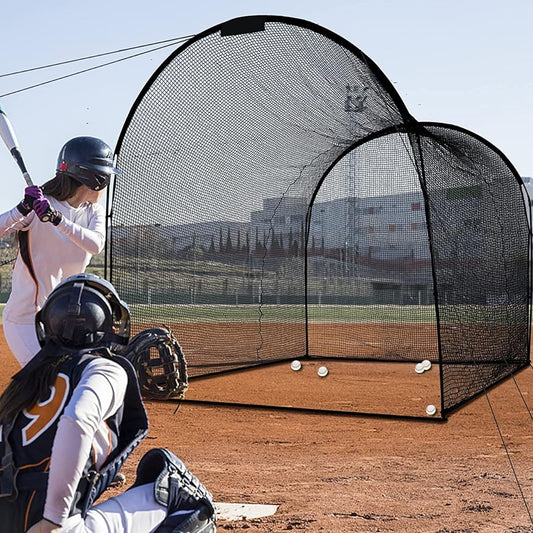 Batting Cage, Baseball Net, Baseball Batting Cage, Batting Net, Baseball Driving Range, Practice, Batting Practice, Large, Outdoor, Shatterproof, Assembly Type, Carry Bag Included