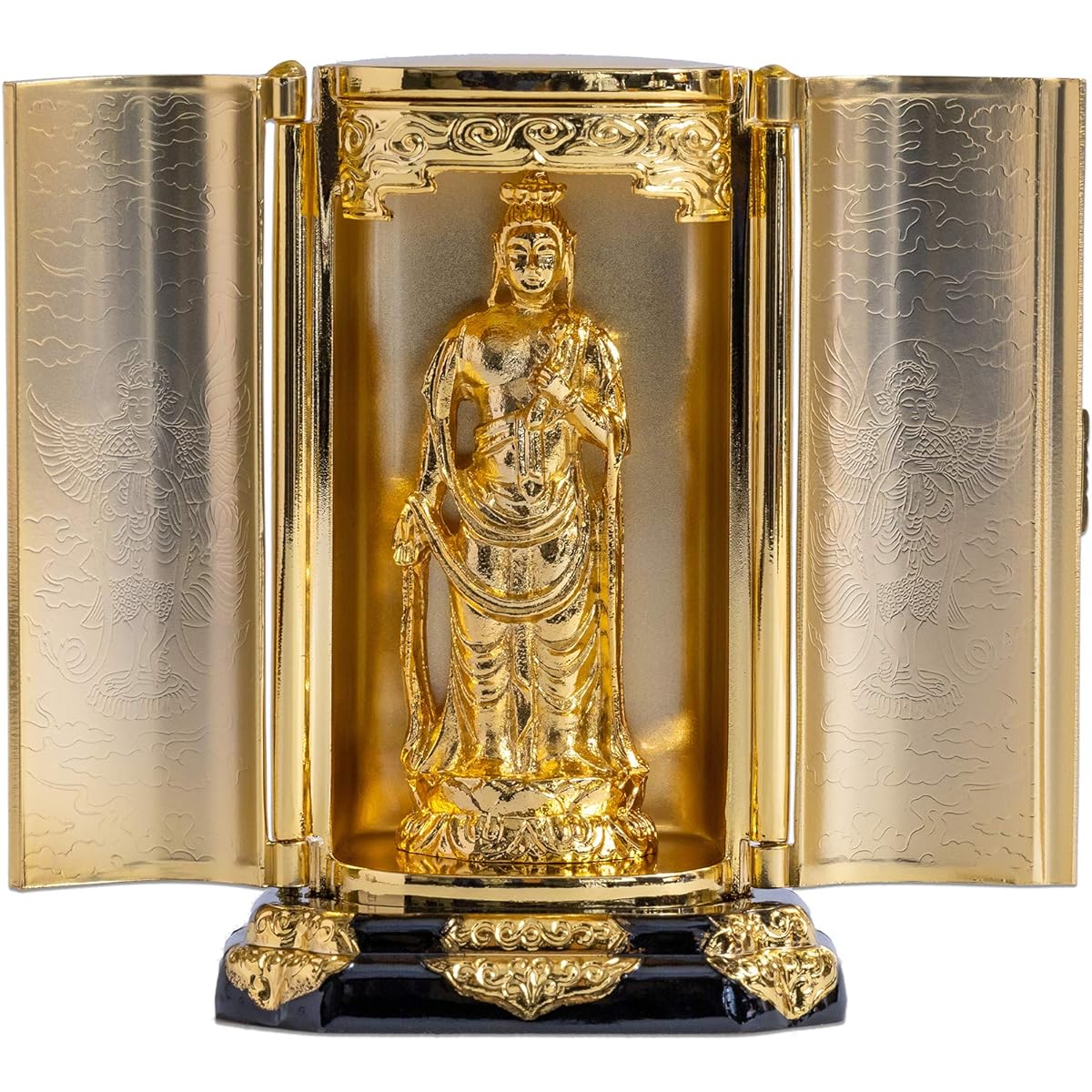 Buddha statue Eleven-faced Kannon Bodhisattva with Zushi (gold plated/24k gold) _ "Tendai sect, Shingon sect, Rinzai sect" Takaoka copperware (Jyuichimenkannonbosatsu Z)