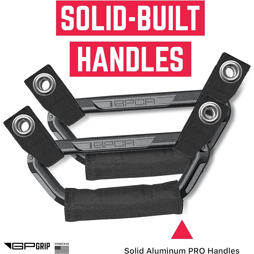 GPCA -GP BACKGRIP Pro Glove Handle's Headrest Jeep Handle JT JL JL JL JK Track Sports Wranglers, etc. Car handle assist Elderly passengers aluminum two packs jet black