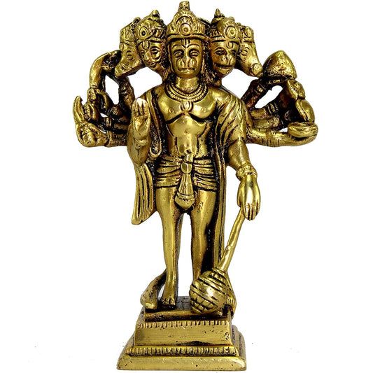 eSplanade Brass Panchmukhi Hanuman Anjaneya Pavan Putra Bhajan Bali Idol Murti Moti Statue 6.5 Inch