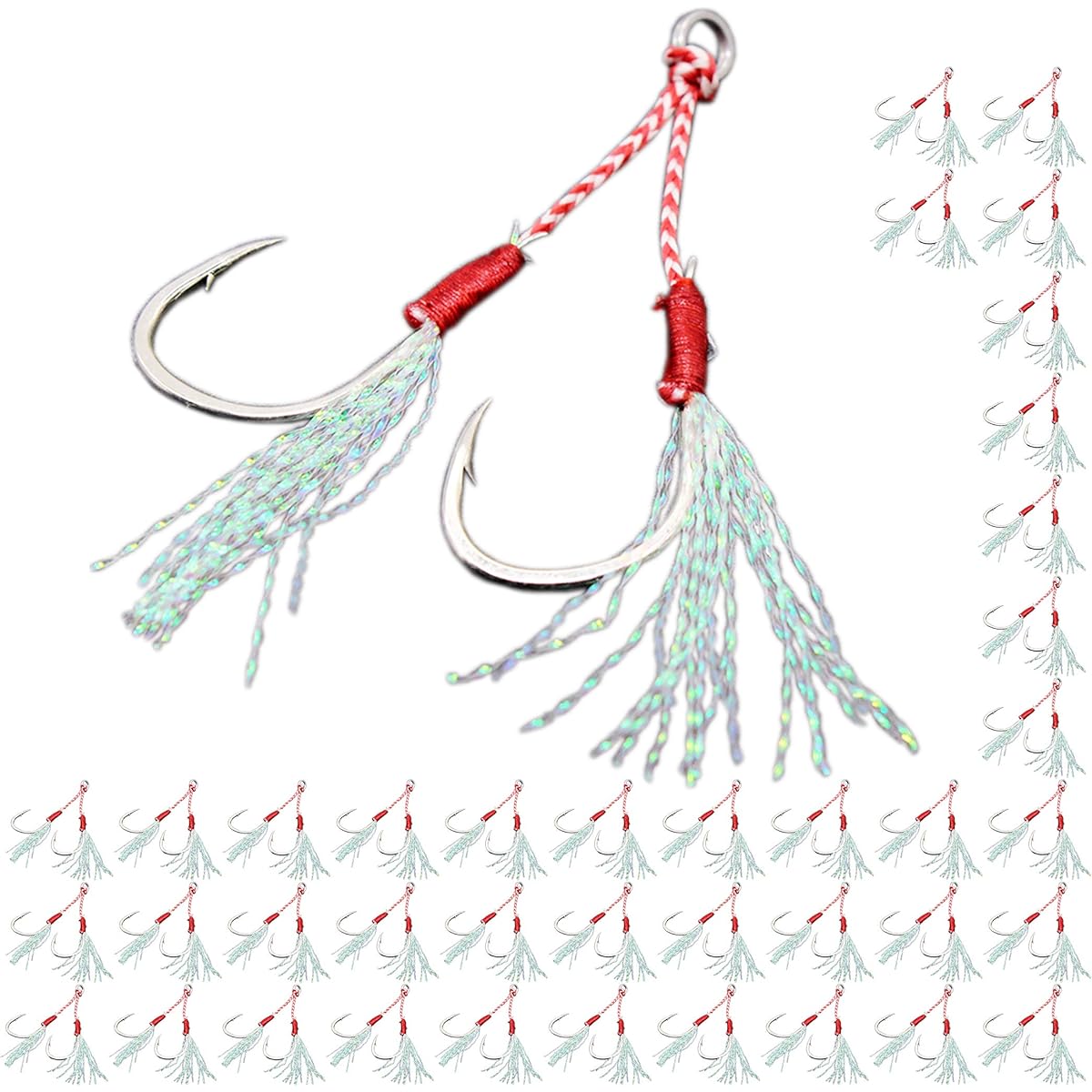 nullie Double Assist Hook Tinsel Jigging Needle Width Approximately 1.5cm Jigs 40 Sets of 80 Pieces