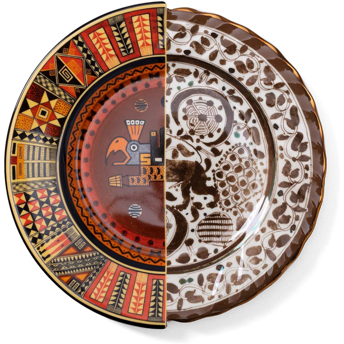 SELETTI Dish Hybrid Plate 27cm MITLA Stylish Hybrid Tableware Western Oriental Floral Pattern Round Modern Durable Pasta Curry Cooking