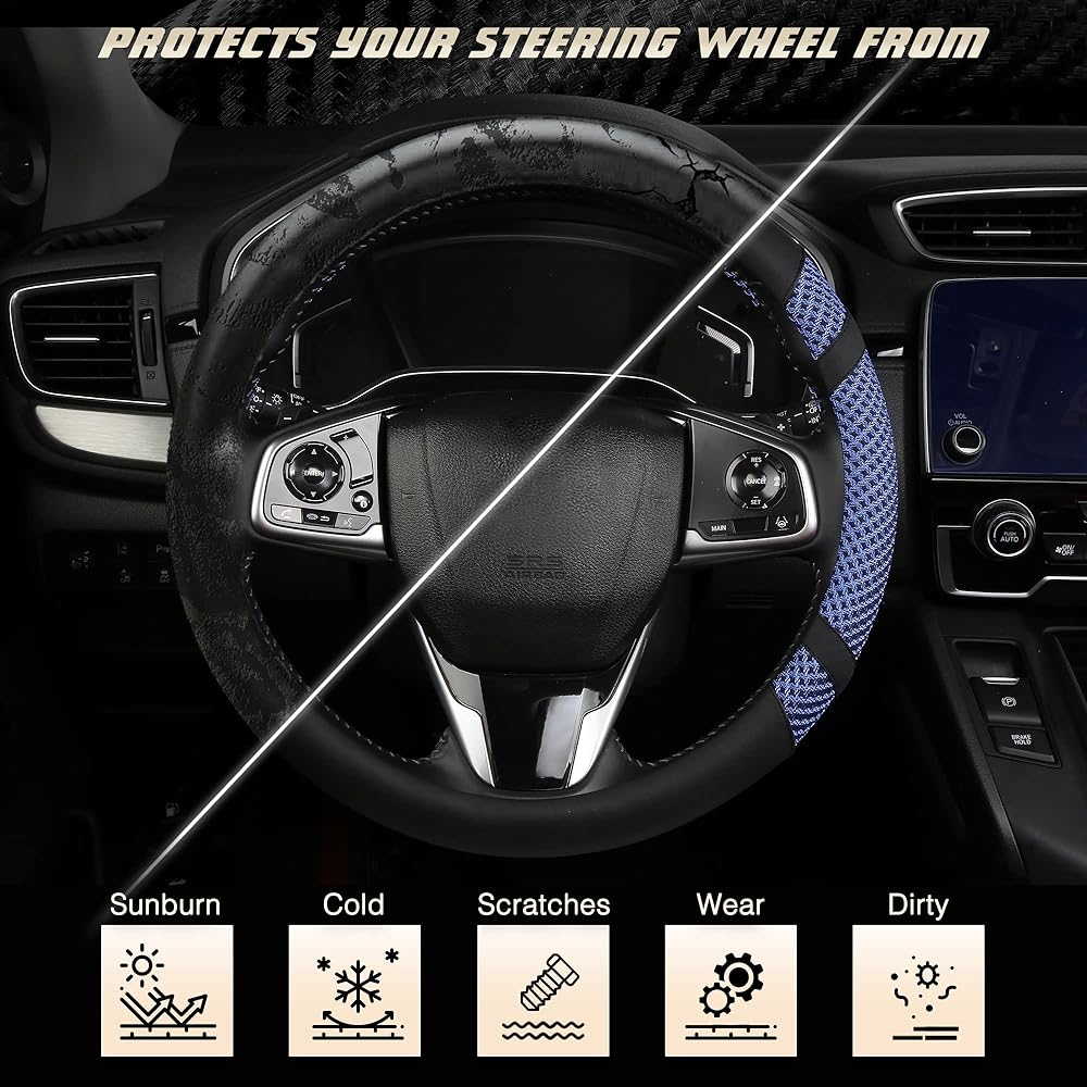 BOKIN Handle Cover Universal Universal 14.5 ~ 15 inch Motor Microfiber Leather Leather Breathable ice silk handle cover Summer is cool in winter.