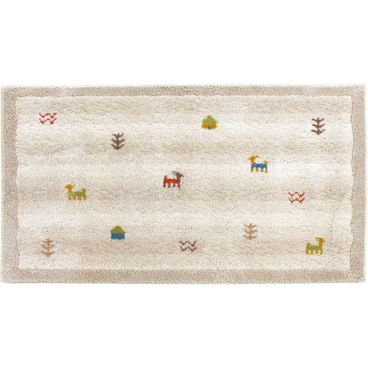 OKA Entrance Mat, Beige, Approx. 60cm x 110cm, Washable, Corner Adsorption, Gabe, Adsorption, Non-Slip