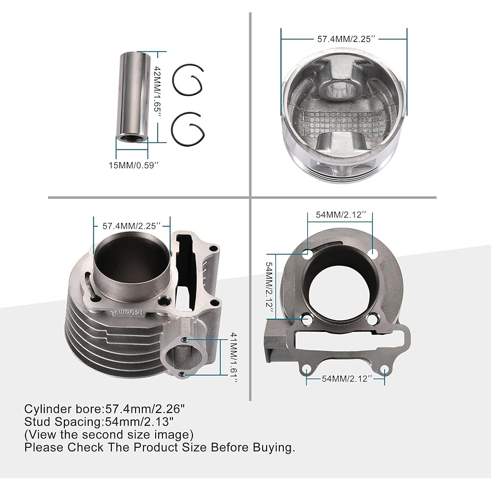 Goofit 57.4mm cylinder piston kit 4 stroke GY6 150cc ATV scooter