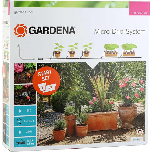 GARDENA Micro Drip Watering System Starter M Set Gray for 7 Pots 13001-20