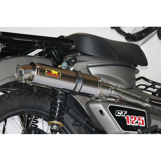 Realize Hunter Cub Motorcycle Muffler CT125 8BJ-JA65 2BJ-JA55 2020~ EMPLESS SUS Stainless Steel Up Type Muffler Honda Custom Dry Carbon with Heat Guard CT125 HUNTER Cub 415-101-00 Silver