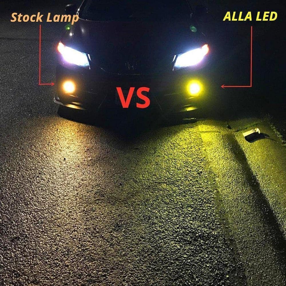 ALLA LIGHTING 2800LM H8 H8 H16 LED fog lamp bulb 3200K Golden Yellow DRL replacement vehicle Truck Xtreme Super Bright COB-72 SMD Upgrade