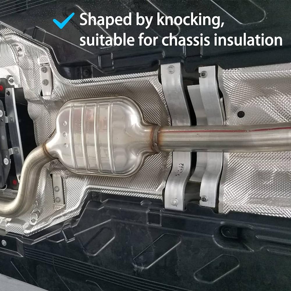 PEASTORM Exhaust Heat Shield Embossed Muffler Aluminum Heat Shield Muffler Exhaust Lap 15 inch x 39 inches