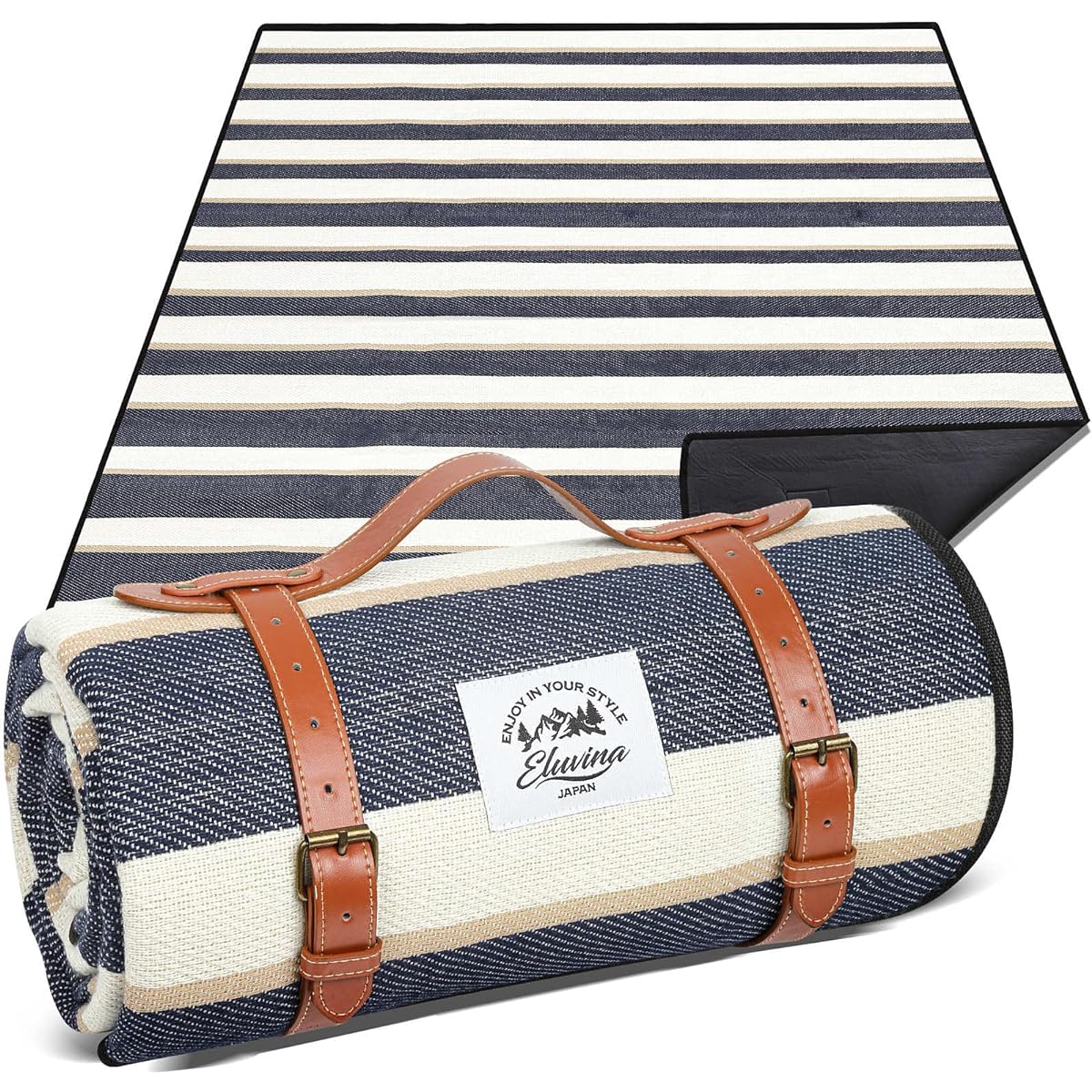 Eluvina Leisure Sheet Picnic Sheet Thick Waterproof Large 150 x 200cm Foldable for Outdoor Use (Stripe)