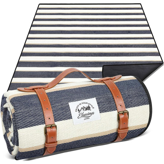 Eluvina Leisure Sheet Picnic Sheet Thick Waterproof Large 150 x 200cm Foldable for Outdoor Use (Stripe)