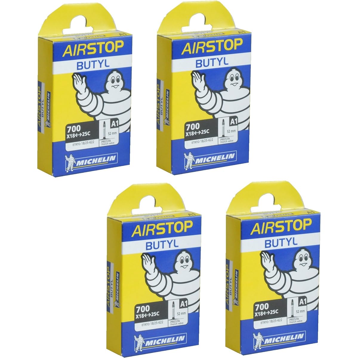 Set of 4 Michelin Air Stop Tube 700 x 18/25C (Valve Length 52mm) Presta [Parallel Import]