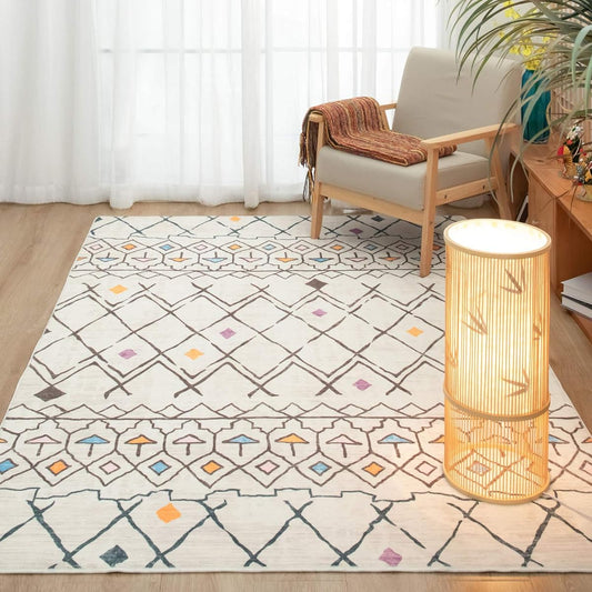 DECOMALL Carpet, 3 Tatami Tatami Rug, Scandinavian Stylish Rug, 200X250CM, Washable, Fluffy, Memory Foam, Non-Slip, All Seasons, Compatible with Floor Heating, Dust Mite Resistant, Odor Resistant, Beige