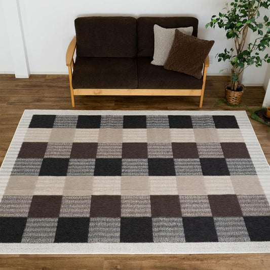 Sayan Sayan Washable Antibacterial Odor Resistant Mite Resistant Rug Modern Block 185x185 2 tatami mats Black Made in Japan