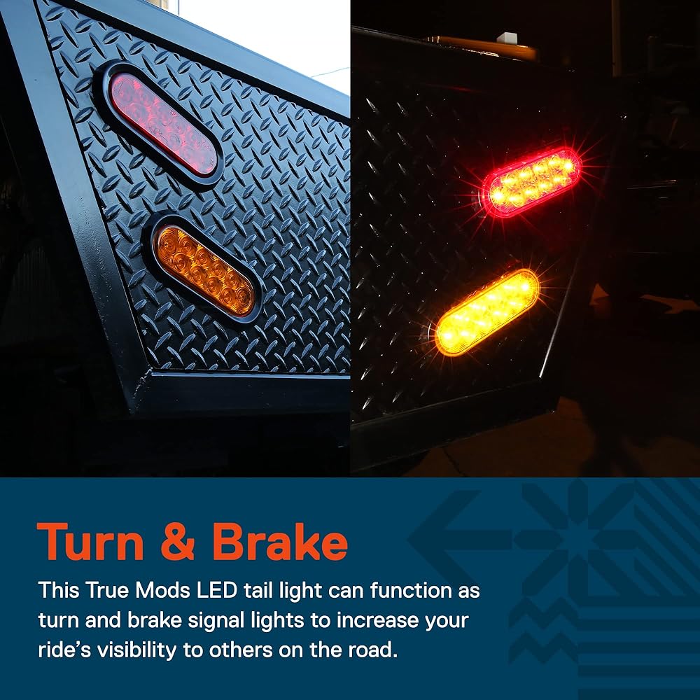 TRUE MODS Red 4 + White 2 6 inch Oval LED Trailer Tail Light Kit [DOT FMVSS 108] [Glomet/Plug attached] [IP67 Waterproof] [Stop brake turns] Backup light marine boat track for RV tracks