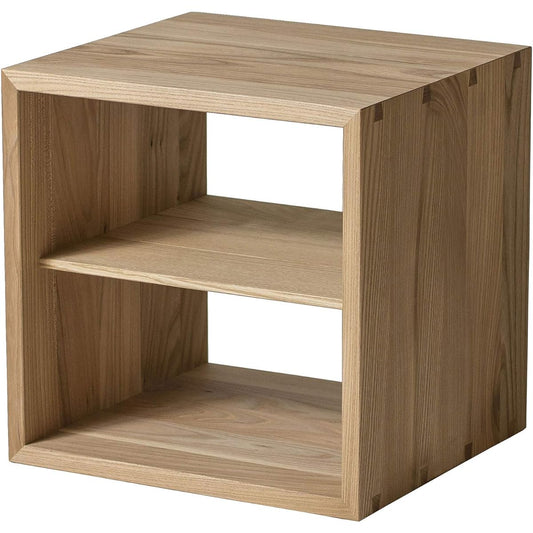 Oak Village Tanokobako/Elm Natural External dimensions: Width 35.6 x Depth 32 x Height 35.6 cm Inner dimensions: Width 32 x Depth 32 x Height 15.5 (x 2) cm Simple solid wood unit furniture. With shelf board 04051-10