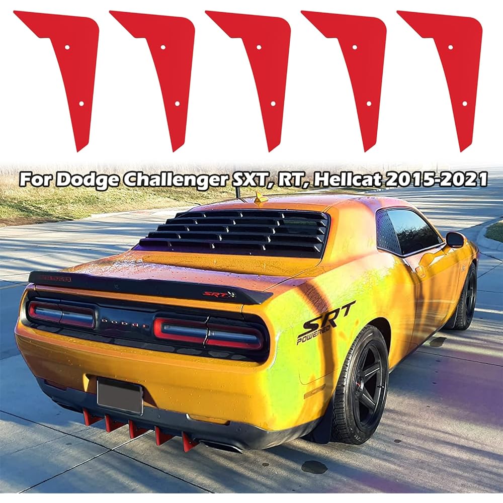 Rear Diffuser V3 5 Finset Dodge Challenger 2015-2022 Stockria Bumper, Redria Bumper Devil Shark Finn