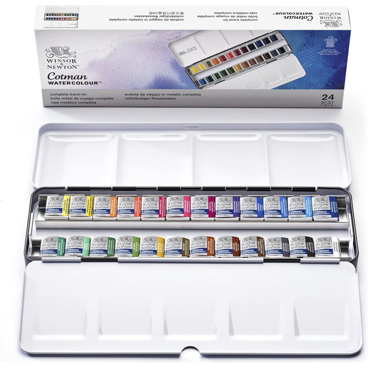 Winsor & Newton Winsor & Newton Watercolor Paints Winsor & Newton Cotman Watercolor 24 Color Set Metal Skechers Box Set Half Pan