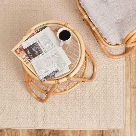 Hagiwara Quilt Rug Beige Approx. 190 x 190cm "Decor" Rug Multi-cover Ible Machine washable with non-slip treatment