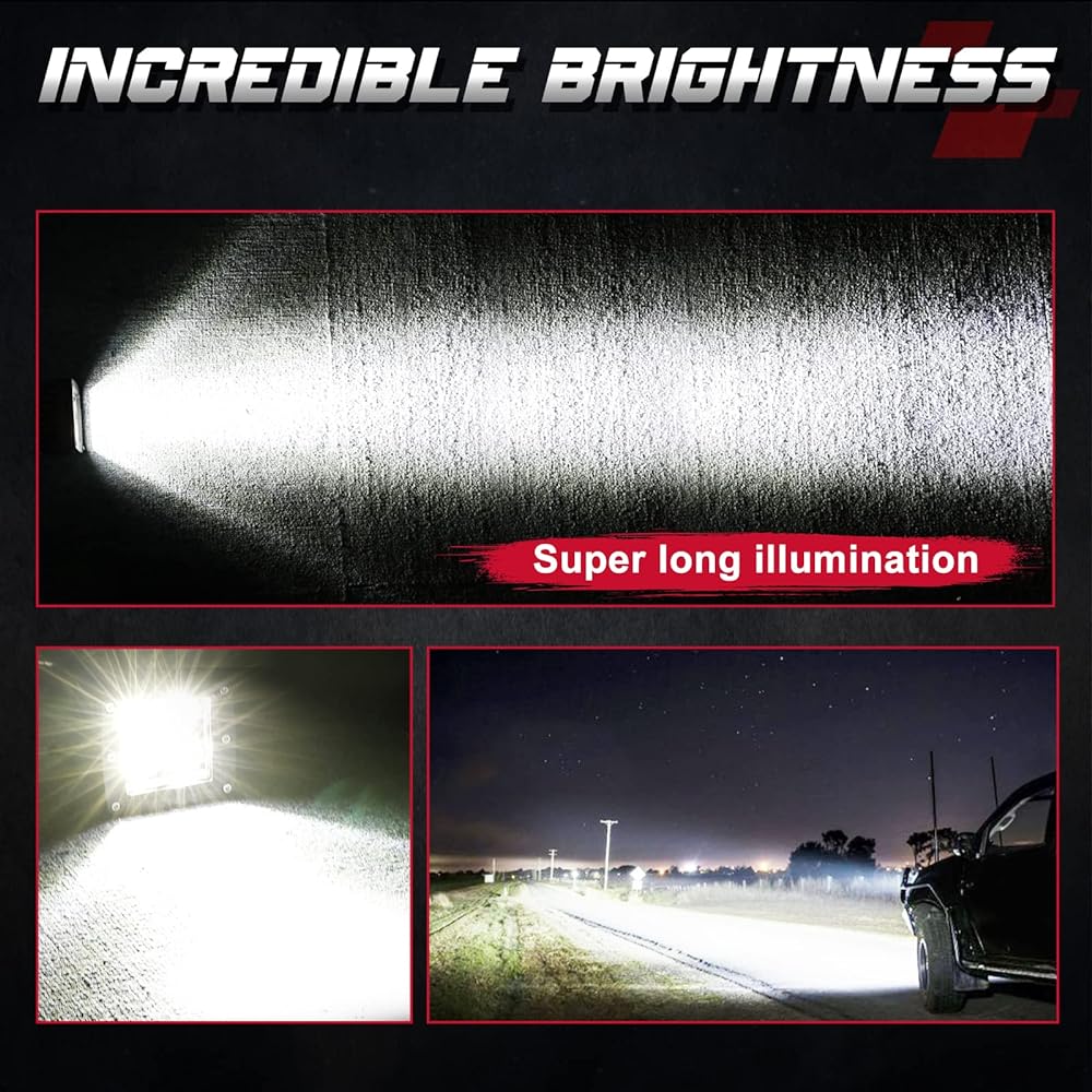 OFFROADTOWN LED Cubes, 2 PCS 3 Inch 100W LED Pods Spot Beam CREE LED Light Pods Driving Lights LED Cube Lights Off Road Lights Fog Lights LED Ditch Lights Reverse Light for Trucks UTV SUV Off Road Boat