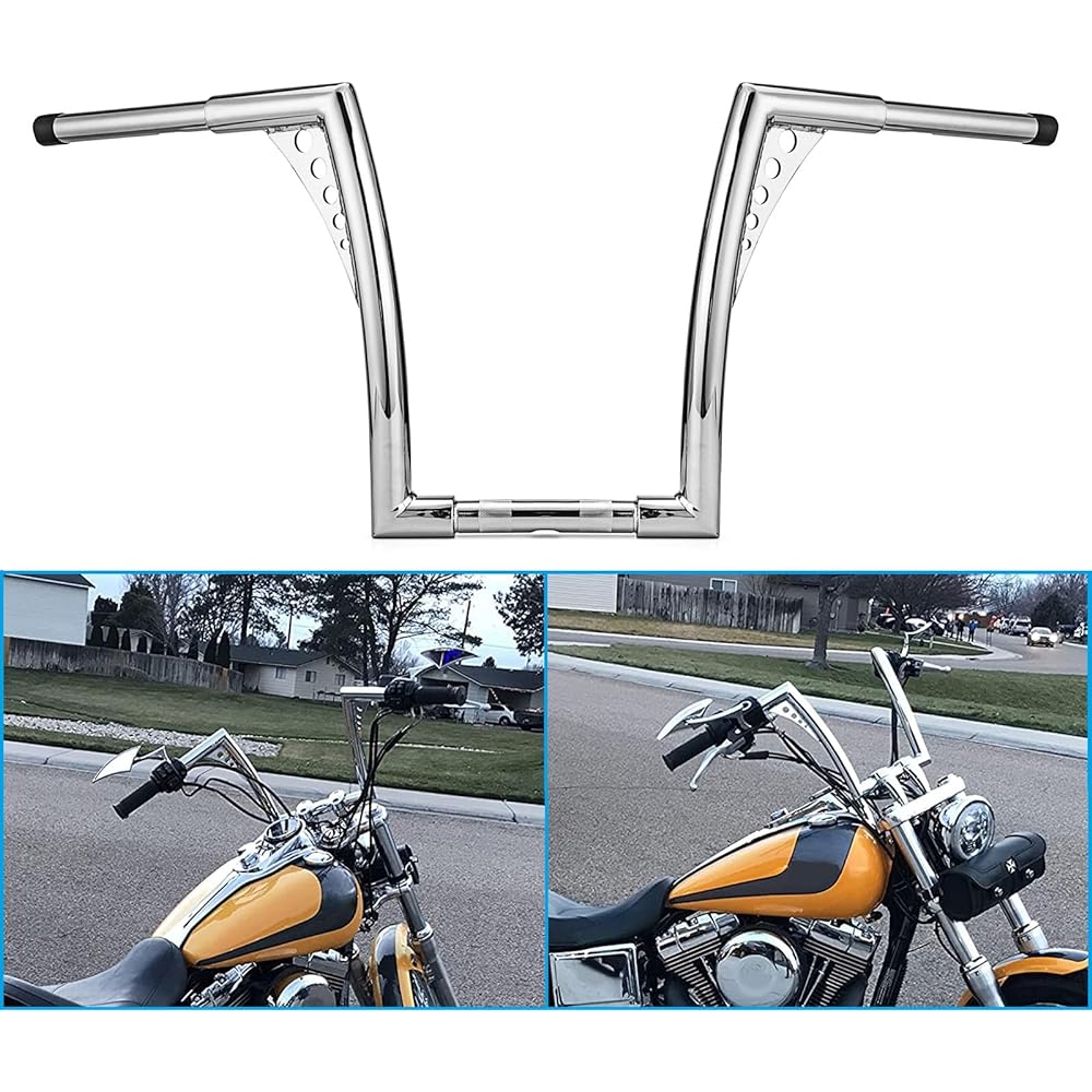 WSays 12" Rise Ape Hanger Handlebar Diameter 1-1/4" Handlebar Chrome Harley Dyna Softail Sportster XL 883 1200 & 1994-2023 Road King Models & 1998-2013 Road Glide