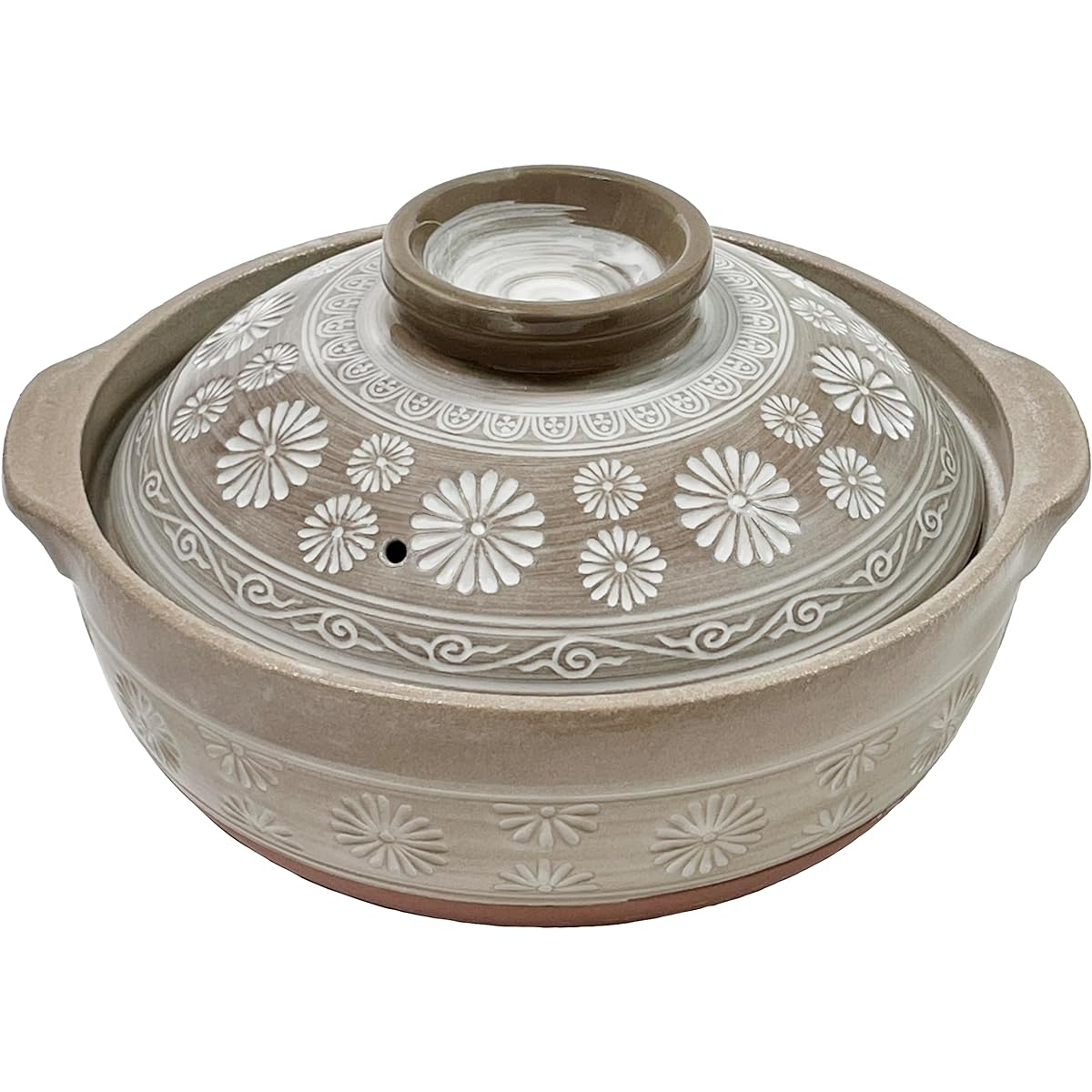 IH Ceramic Coated Earthen Pot, Size 8 for 2 to 3 People, Mishima Earthen Pot, Made in Japan, Banko Ware, Uchiyama Ceramic Works
