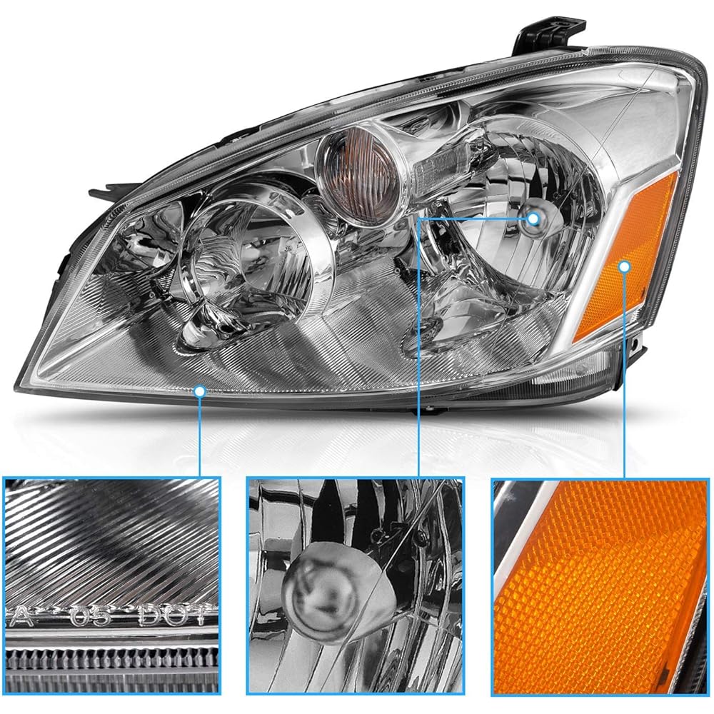 American Crystal Chrome Halogen Replacement Headlight Set 2005-2006 ALTIMA passenger seat and driver's seat side